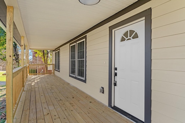 deck featuring covered porch