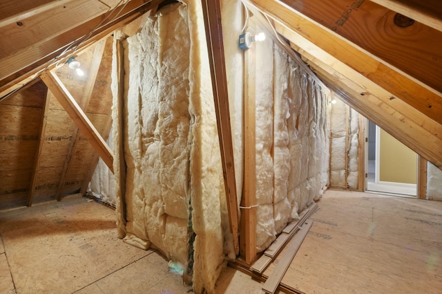 view of unfinished attic