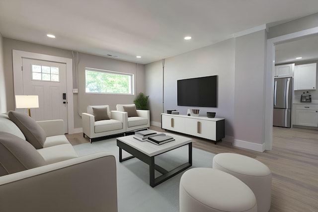 living room featuring light wood-type flooring