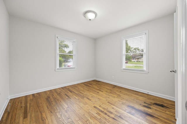 empty room featuring a wealth of natural light and hardwood / wood-style floors