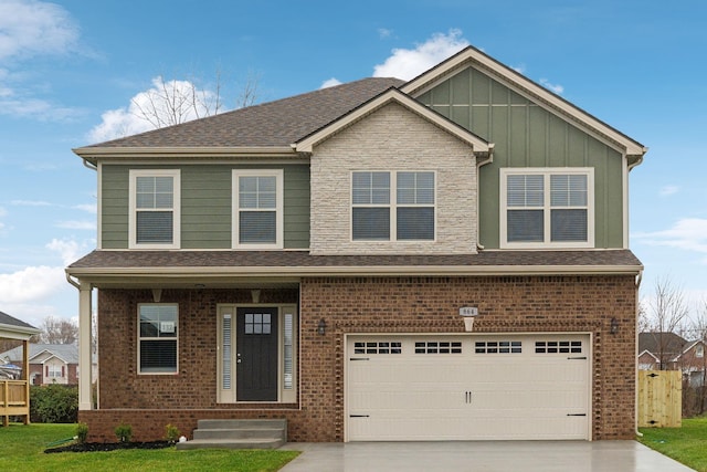 craftsman inspired home featuring a garage