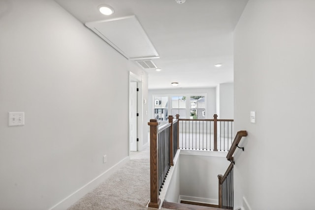 hallway featuring carpet flooring