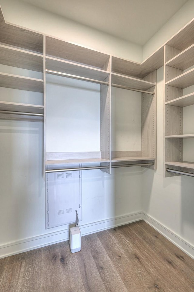 walk in closet featuring wood-type flooring