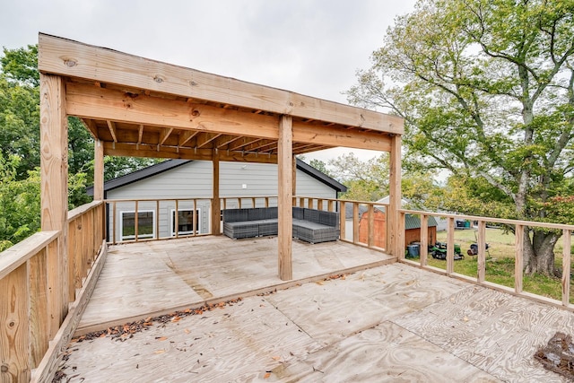 view of patio featuring an outdoor hangout area and a deck