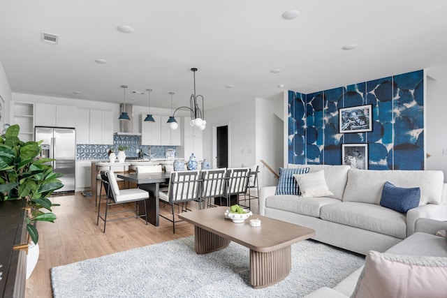 living room featuring light hardwood / wood-style floors