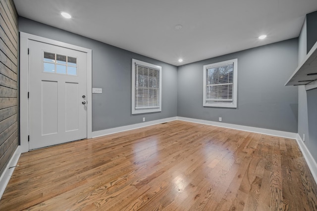 foyer entrance featuring light wood-type flooring