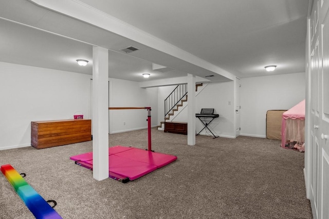 rec room featuring carpet