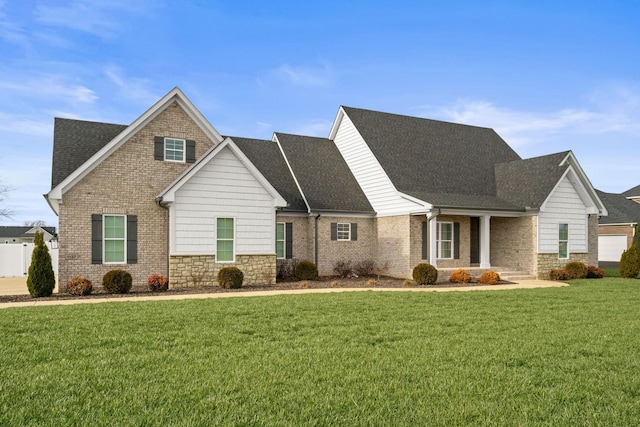 view of front of home featuring a front lawn