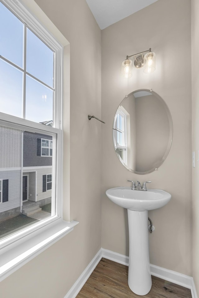 bathroom featuring wood-type flooring