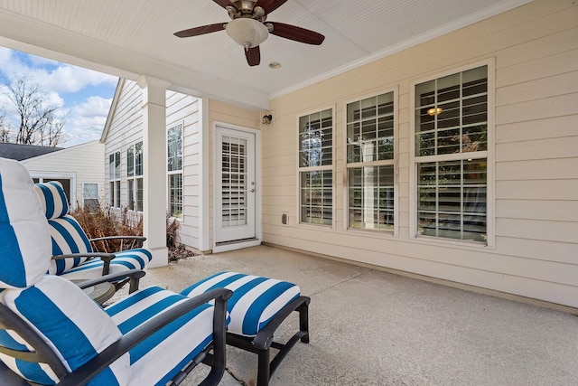 view of patio / terrace with outdoor lounge area and ceiling fan