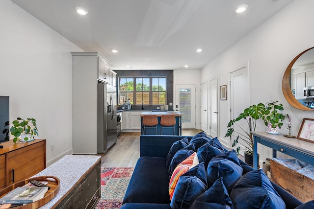 living room with light wood-type flooring