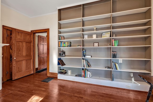 details featuring crown molding and wood-type flooring