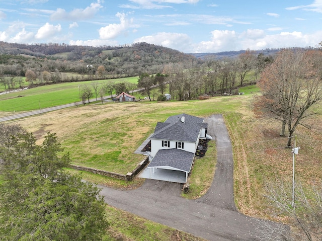 drone / aerial view with a rural view