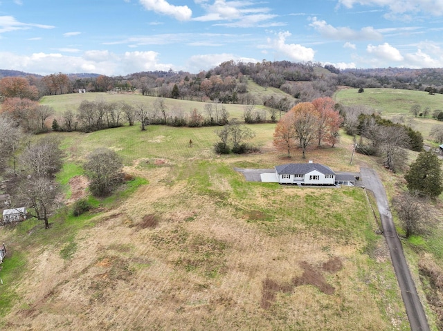 birds eye view of property with a rural view