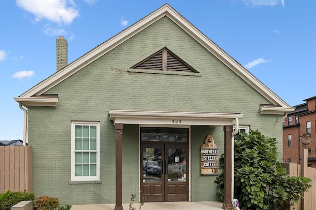 view of front of property with french doors