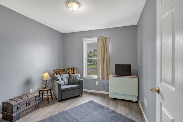 sitting room with light wood-type flooring