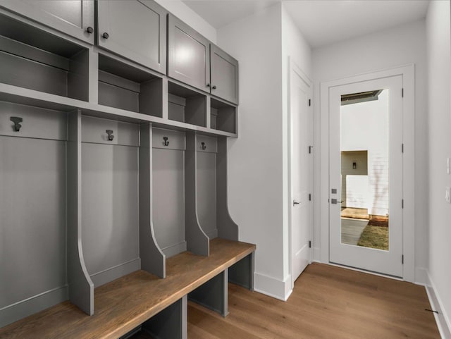 mudroom with hardwood / wood-style flooring