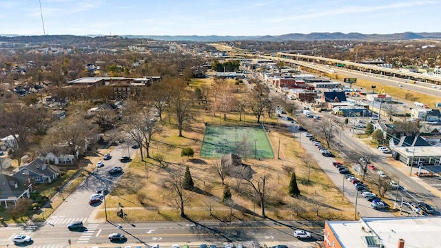 bird's eye view with a mountain view