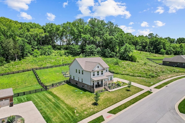 drone / aerial view featuring a rural view