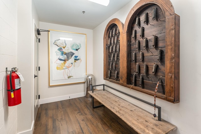 corridor featuring dark hardwood / wood-style flooring