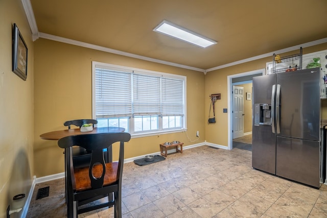 interior space featuring ornamental molding