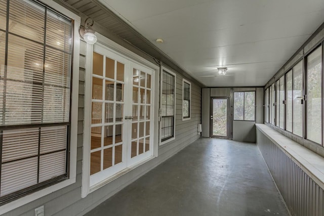 view of unfurnished sunroom