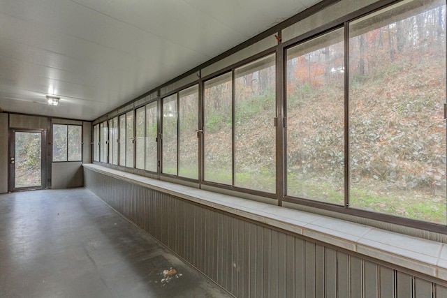 view of unfurnished sunroom