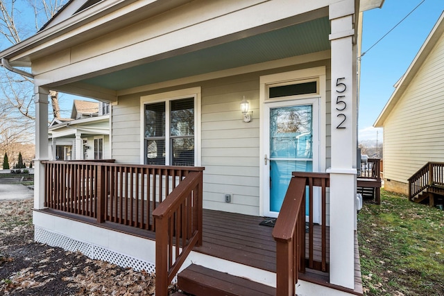 wooden deck with covered porch