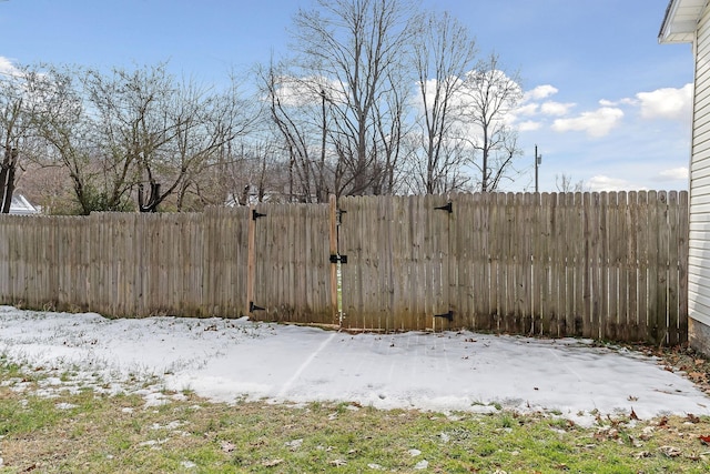 view of yard layered in snow