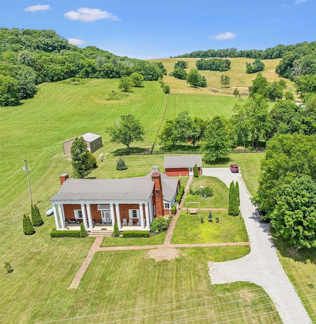 bird's eye view featuring a rural view