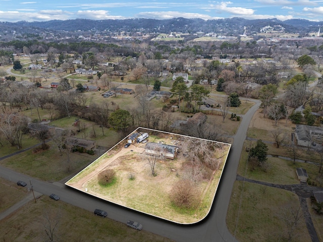 aerial view with a mountain view