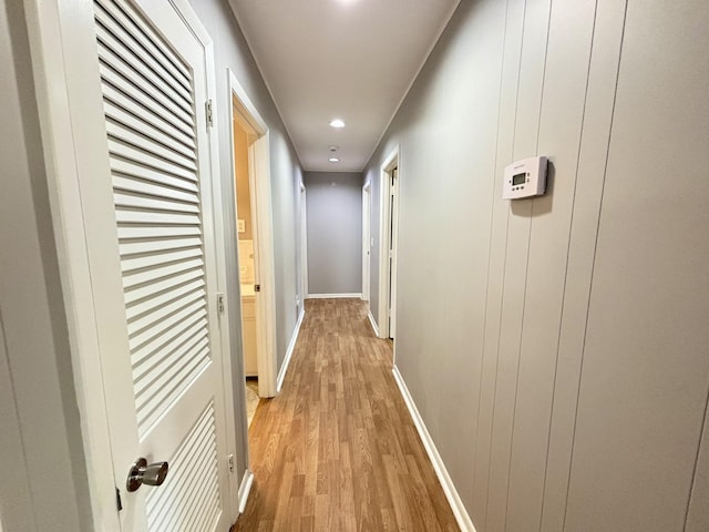 corridor featuring light wood-type flooring