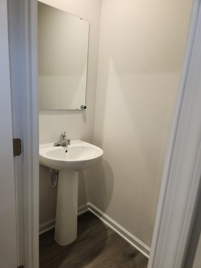 bathroom with sink and wood-type flooring