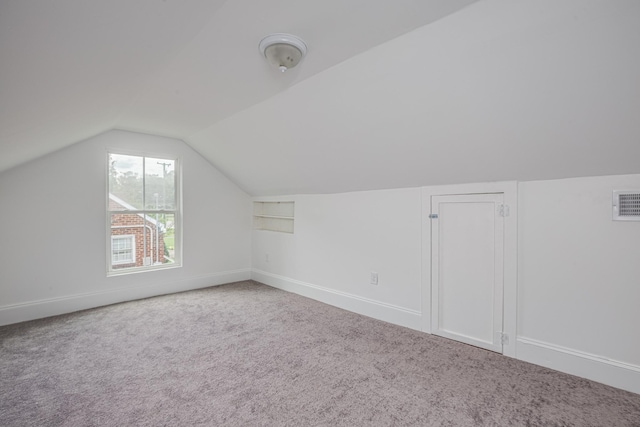 additional living space with carpet floors and lofted ceiling