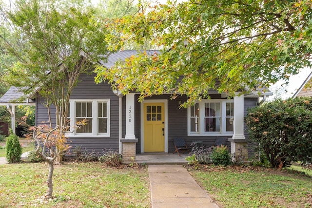 view of property hidden behind natural elements with a front lawn