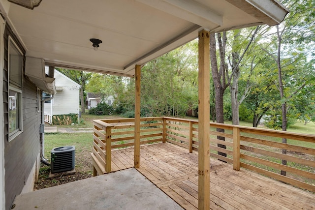 wooden terrace with central AC unit