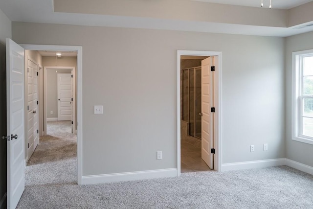 unfurnished bedroom featuring multiple windows and light carpet