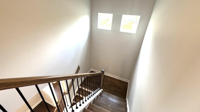 stairway featuring hardwood / wood-style floors