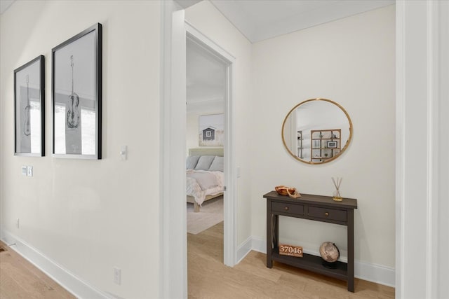 hall featuring light wood-type flooring