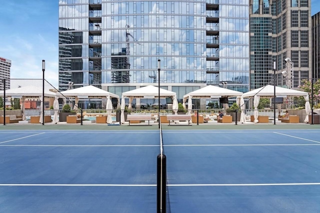 view of sport court featuring a gazebo