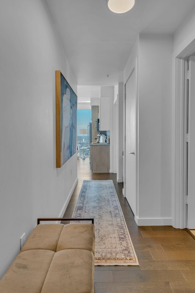 hall featuring dark hardwood / wood-style flooring