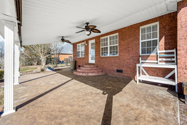 view of patio / terrace with ceiling fan