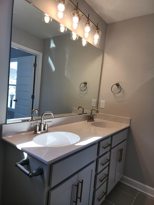 bathroom featuring vanity and tile patterned flooring