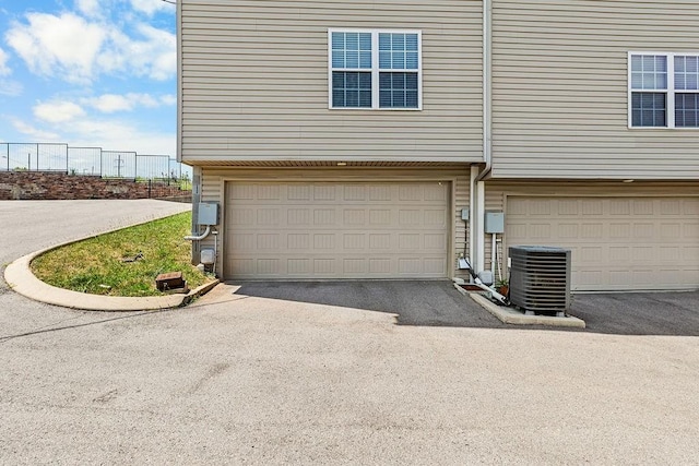 garage featuring central AC unit