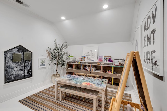 interior space featuring lofted ceiling