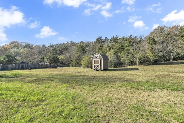 view of yard with a shed