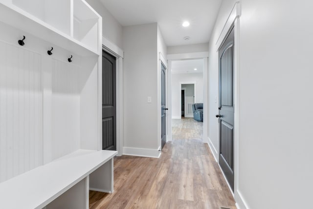 mudroom featuring light hardwood / wood-style floors