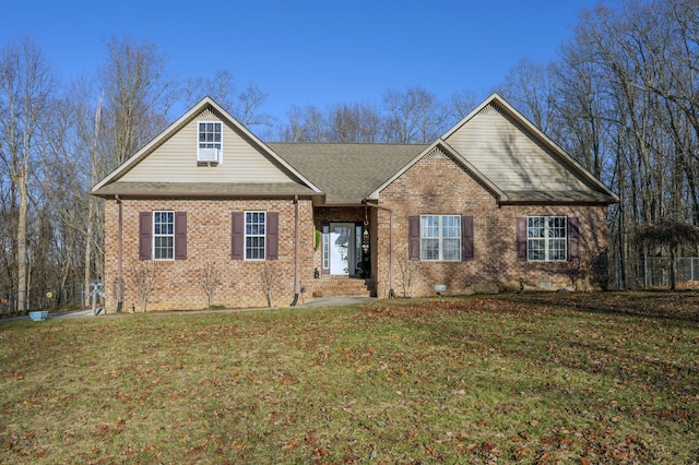 view of front facade with a front yard