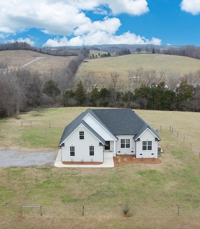 drone / aerial view with a rural view