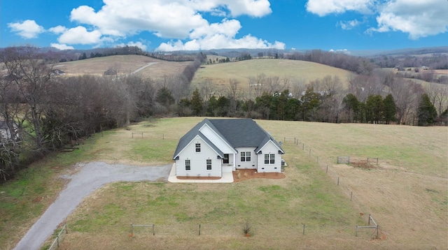 drone / aerial view with a rural view